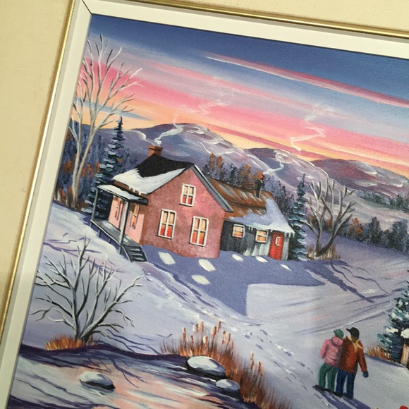 Murielle Hains  signed Oil on Canvas winter scene Painting - Picture 7 of 16